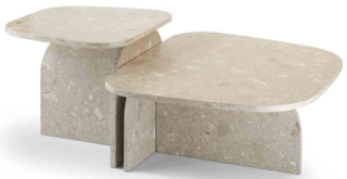I tavolini Philia di Saba sono realizzati con eco-stone, pietra ricostruita con impasto di granuli di pietra naturale e resina dalla finitura spazzolata. Misurano L 60 x P 50 x H 46 cm e L 82,5 x P 68 x H 36 cm. Prezzo su richiesta. www.sabaitalia.com I tavolini Philia di Saba sono realizzati con eco-stone, pietra ricostruita con impasto di granuli di pietra naturale e resina dalla finitura spazzolata. Misurano L 60 x P 50 x H 46 cm e L 82,5 x P 68 x H 36 cm. Prezzo su richiesta. www.sabaitalia.com