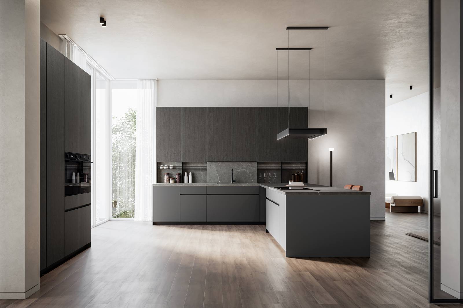 Le cucine Asia e Time di Arredo3 si uniscono in una composizione articolata con un' isola collegata da un piano snack perfettamente integrato con il top operativo. I pensili e le colonne sono in impiallacciato coke; le basi, profonde 62 centimetri, sono in laccato metallizzato ossidato. I piani di lavoro e gli schienali sono in Laminam Pietra Grey. Prezzo su richiesta. https://www.arredo3.com Le cucine Asia e Time di Arredo3 si uniscono in una composizione articolata con un' isola collegata da un piano snack perfettamente integrato con il top operativo. I pensili e le colonne sono in impiallacciato coke; le basi, profonde 62 centimetri, sono in laccato metallizzato ossidato. I piani di lavoro e gli schienali sono in Laminam Pietra Grey. Prezzo su richiesta. https://www.arredo3.com