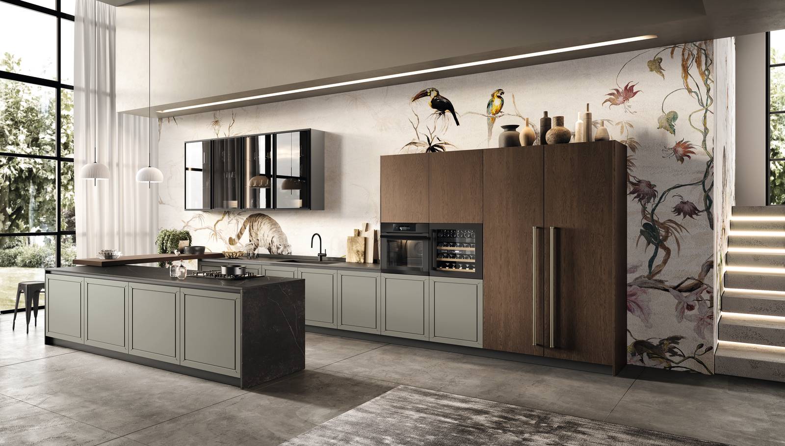 Le basi in laccato Pietra Opaco della composizione lineare nella cucina Myriad di Moretti Compact hanno una profondità maggiorata rispetto allo standard, ben 68 centimetri, che garantisce un deciso aumento della superficie di lavoro. È presente una penisola dotata di un piano snack di collegamento in Impiallacciato Rovere Moka; i pensili a sviluppo verticale hanno le ante in vetro fumé e sono illuminati dai profili LED interni. Un modulo base da 60, prezzo 242 euro (esclusi top, gola o maniglia, zoccolo). https://www.moretticompact.it Le basi in laccato Pietra Opaco della composizione lineare nella cucina Myriad di Moretti Compact hanno una profondità maggiorata rispetto allo standard, ben 68 centimetri, che garantisce un deciso aumento della superficie di lavoro. È presente una penisola dotata di un piano snack di collegamento in Impiallacciato Rovere Moka; i pensili a sviluppo verticale hanno le ante in vetro fumé e sono illuminati dai profili LED interni. Un modulo base da 60, prezzo 242 euro (esclusi top, gola o maniglia, zoccolo). https://www.moretticompact.it