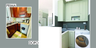 cucina prima e dopo render color salvia
