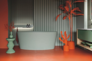 La vasca freestanding Tub di Arbi Arredobagno di forma ovale è in tekno colore Tè Verde e ha una capacità di 400 litri. È dotata di piletta Stop & Go bianca di serie o colorata. Misura L 159,3 x P 72 x H 65 cm. Prezzo su richiesta. www.arbiarredobagno.com La vasca freestanding Tub di Arbi Arredobagno di forma ovale è in tekno colore Tè Verde e ha una capacità di 400 litri. È dotata di piletta Stop & Go bianca di serie o colorata. Misura L 159,3 x P 72 x H 65 cm. Prezzo su richiesta. www.arbiarredobagno.com