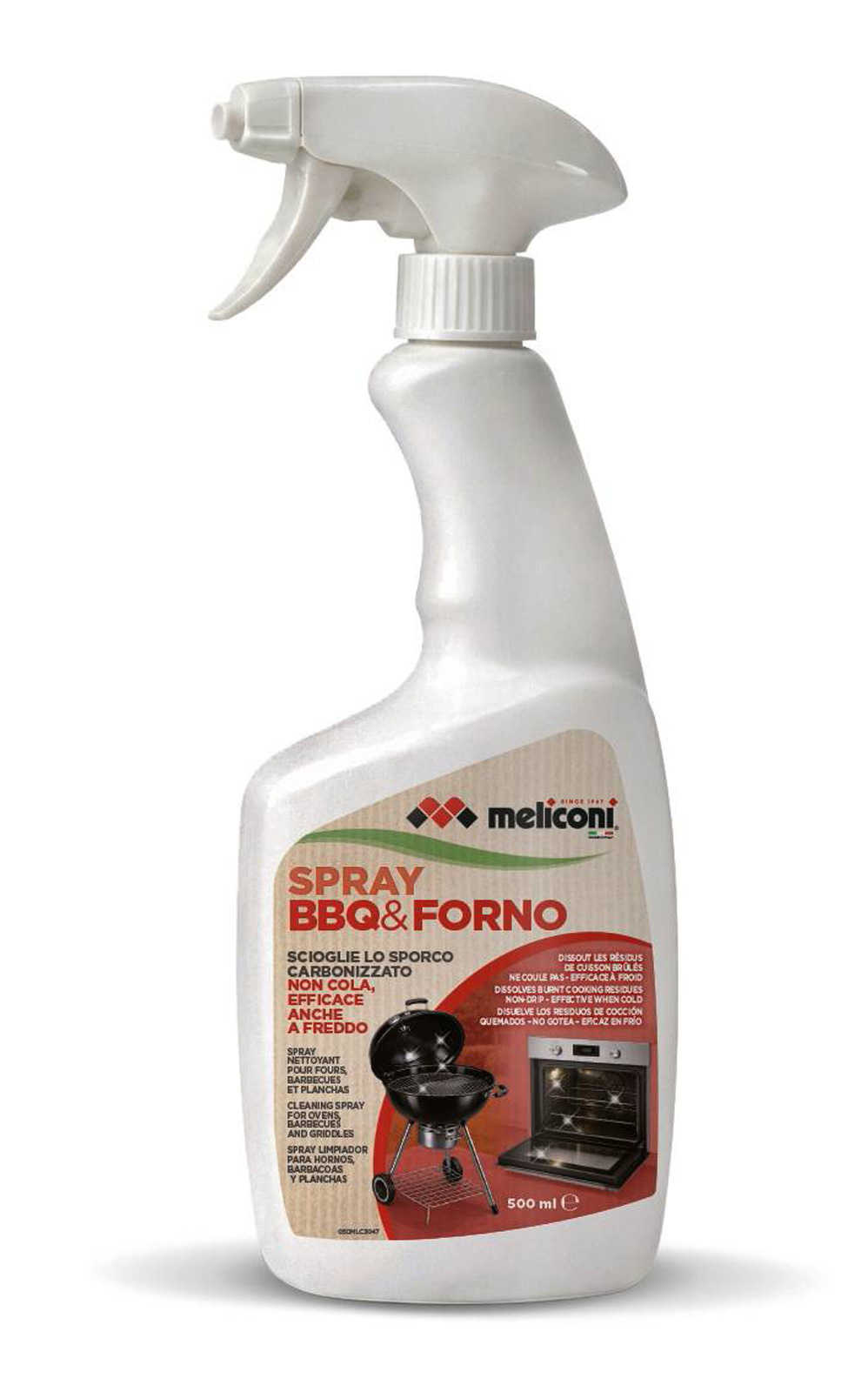 Spray BBQ e Forno di Meliconi ha una formula schiumogenaad alta aderenza, studiata per non colare. Il flacone da 500 ml costa 6,99 euro. www.meliconi.com