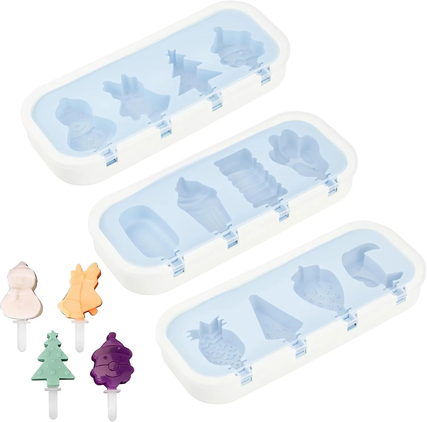 In silicone, gli stampi per ghiaccioli e gelati con coperchio e manico sono riutilizzabili. Uno misura L 23,5 x P 9,5 x H 3 cm. Da Leroy Merlin costa 27,92 euro. www.leroymerlin.it