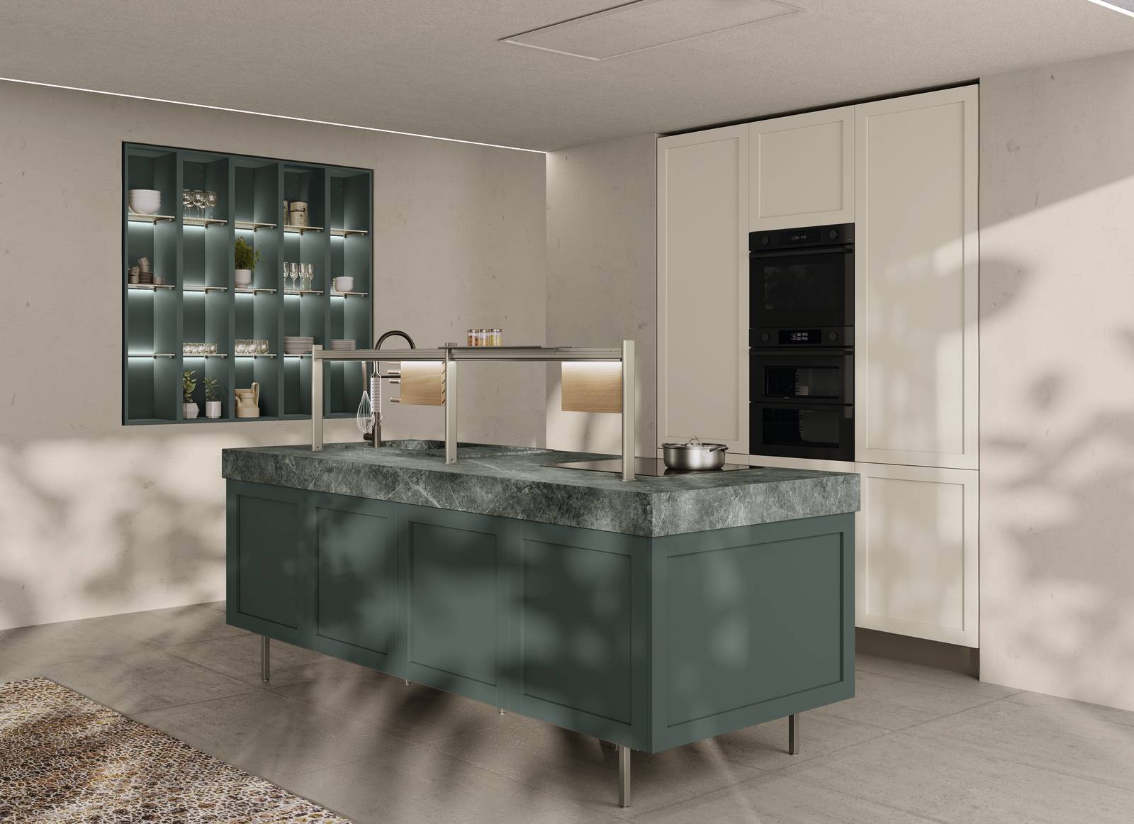 Stile moderno per la cucina Integra di CREO Kitchens che è caratterizzata dalla presenza di un lavello integrato nel top dell'isola, una soluzione che coniuga eleganza e funzionalità. La vasca, realizzata in HPL Marmo Guatemala cuore nero finitura Urban come il piano di lavoro, dà vita ad una superficie continua, senza interruzioni di colore o di finitura, esaltando la pulizia delle linee e l'estetica della composizione. Le ante delle basi sono realizzate in PET Muschio in contrasto con quelle delle colonne in PET Sahara. Prezzo su richiesta. https://www.creokitchens.it Stile moderno per la cucina Integra di CREO Kitchens che è caratterizzata dalla presenza di un lavello integrato nel top dell'isola, una soluzione che coniuga eleganza e funzionalità. La vasca, realizzata in HPL Marmo Guatemala cuore nero finitura Urban come il piano di lavoro, dà vita ad una superficie continua, senza interruzioni di colore o di finitura, esaltando la pulizia delle linee e l'estetica della composizione. Le ante delle basi sono realizzate in PET Muschio in contrasto con quelle delle colonne in PET Sahara. Prezzo su richiesta. https://www.creokitchens.it