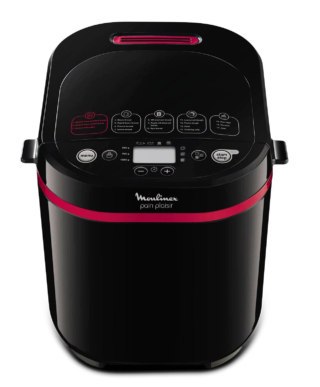 I 3 programmi senza glutine di Pain & Plaisir di Moulinex consentono di preparare pane e dolci utilizzando diverse miscele e farine senza glutine. Con 17 programmi, offre tre impostazioni di peso, da 500 g a 1 kg, e 3 livelli di doratura: da crosta appena dorata ad una più scura e molto croccante. Ha timer ed è fornita con ricettario. Misura L 31 x P 29 x H 31 cm. Prezzo 119 euro. www.moulinex.it