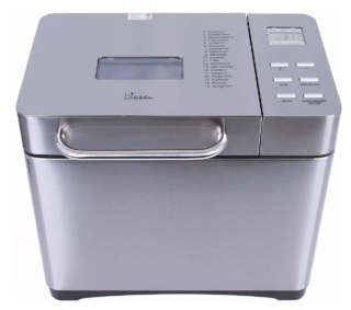Con ciascuno dei 19 programmi della macchina Bake 501 di Silva-Homeline è possibile regolare le dimensioni (500 gr/750 gr/1000 gr) e la doratura (chiaro/medio/scuro) del pane. In acciaio inox, ha potenza di 650 watt, timer di 5 ore ed è fornita con 1 teglia, 1 misurino, 1 cucchiaio dosatore, 1 gancio per impastare. Misura L 33 x P 22 x H 30 cm. Prezzo 78 euro. www.amazon.it
