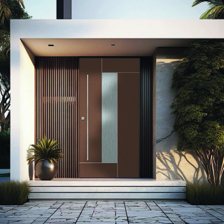 Porta blindata Sleek OUT Nocciola Piemonte (Hazelnut) con inserto Alluminio Porta blindata Sleek OUT Nocciola Piemonte (Hazelnut) con inserto Alluminio