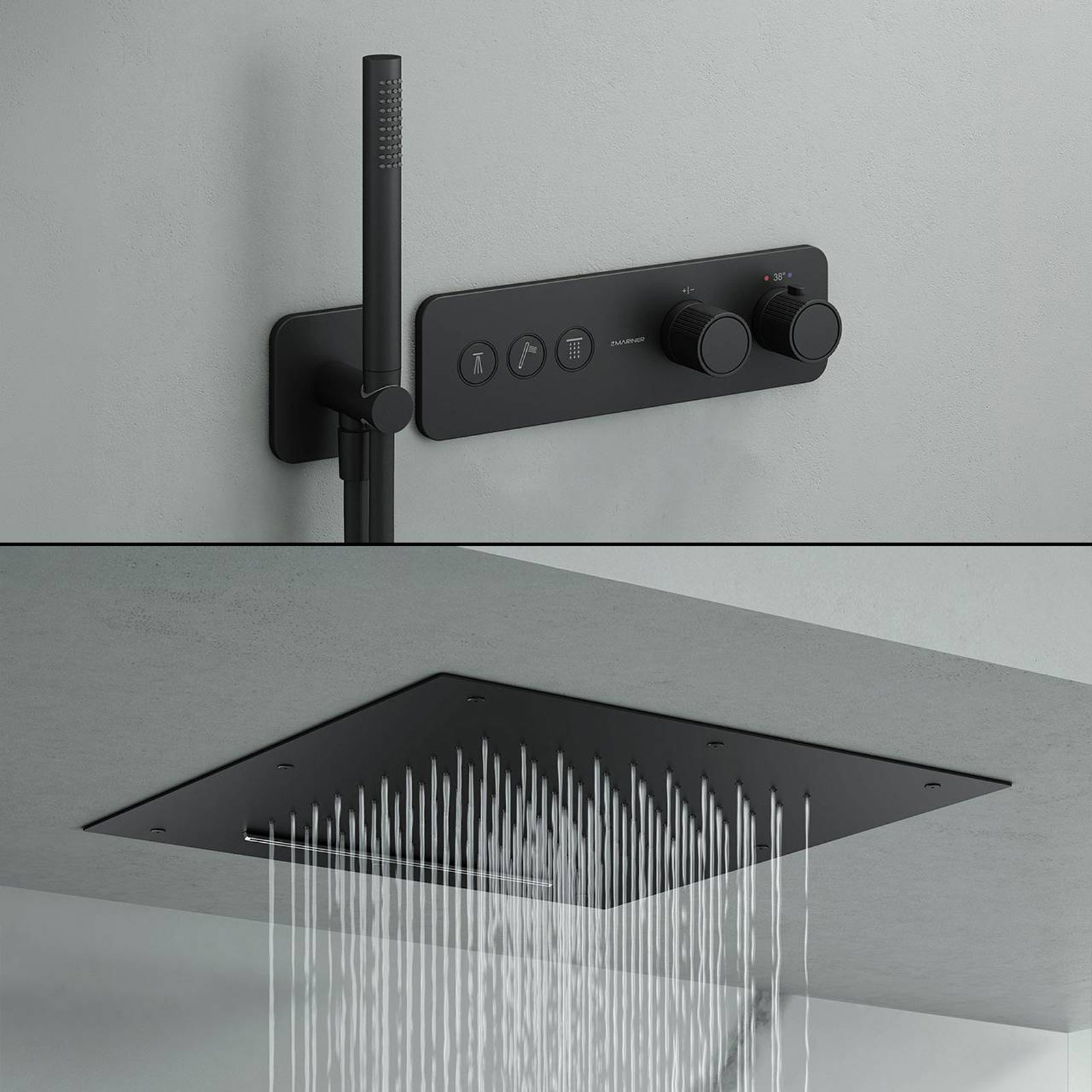 Mariner Oasy one - sistema doccia con termostatico e pannello pioggia Mariner Oasy one - sistema doccia con termostatico e pannello pioggia