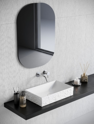 Dida
Ha un bordo di 3 mm il lavabo rettangolare da appoggio Diamante della Collezione Kube X di GSI con la superficie esterna sfaccettata e tridimensionale che sembra un diamante. Senza foro troppopieno, è predisposto per rubinetteria da parete o su piano ed è smaltato sui 4 lati. Misura L 60 x P 37 x H 13 cm. Prezzo della versione bianco opaco, Iva esclusa, 553 euro. www.gsiceramica.it