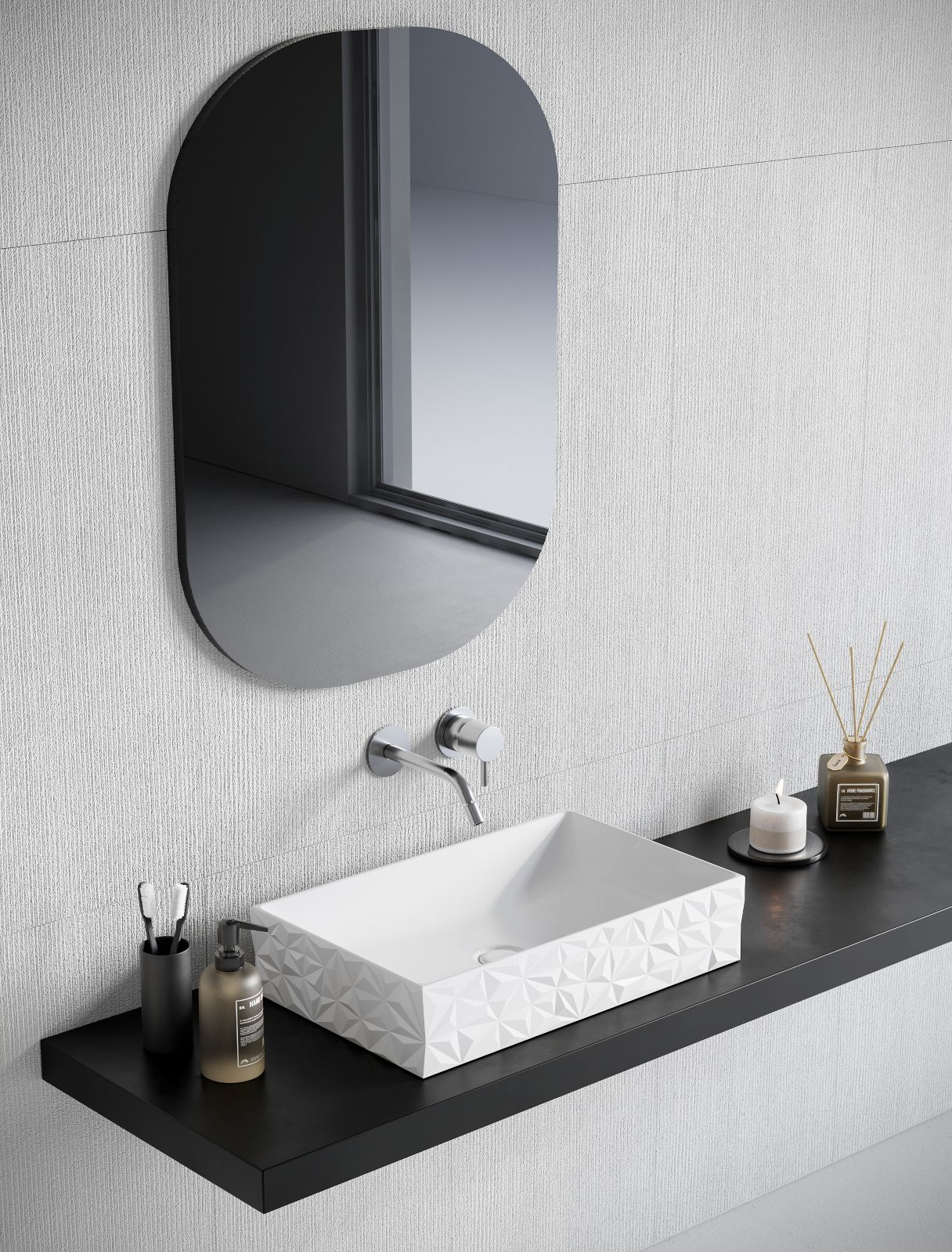Dida
Ha un bordo di 3 mm il lavabo rettangolare da appoggio Diamante della Collezione Kube X di GSI con la superficie esterna sfaccettata e tridimensionale che sembra un diamante. Senza foro troppopieno, è predisposto per rubinetteria da parete o su piano ed è smaltato sui 4 lati. Misura L 60 x P 37 x H 13 cm. Prezzo della versione bianco opaco, Iva esclusa, 553 euro. www.gsiceramica.it