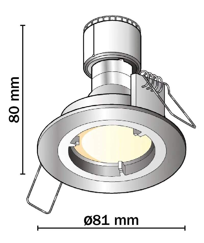 Faretto argento spazzolato incasso soffitto LED 8W GU10 luce diffusa foro  80mm