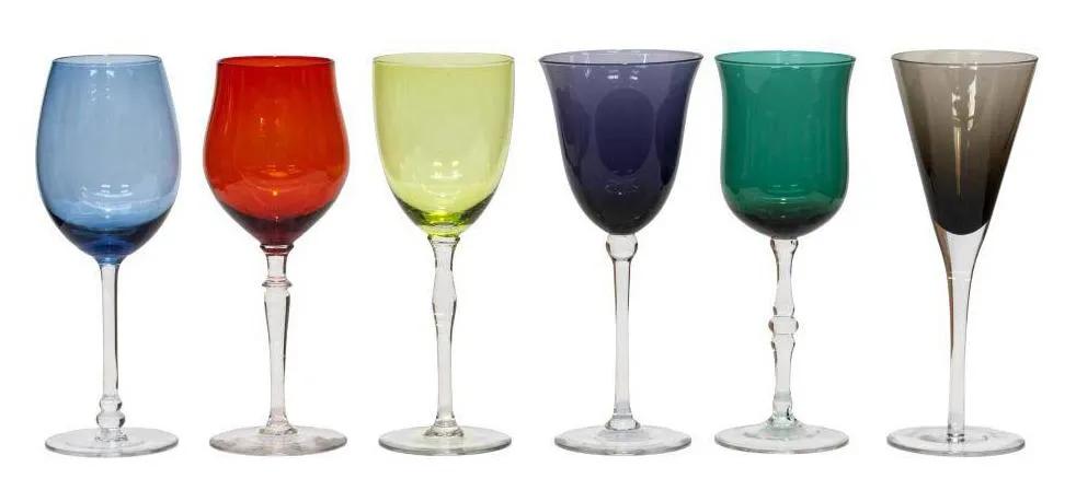 TREND FOR HOME Set Bicchieri Vino Acqua Vetro Colorati 6 Pezzi da