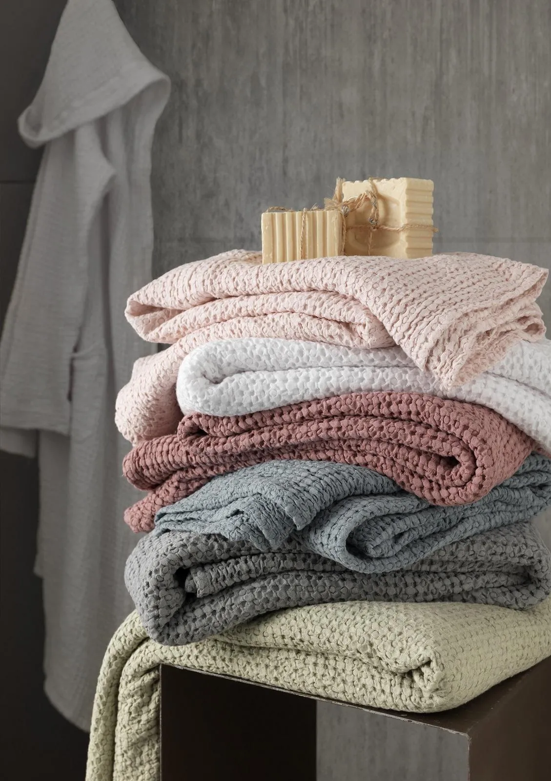 Set asciugamani bagno in tinta unita in cotone