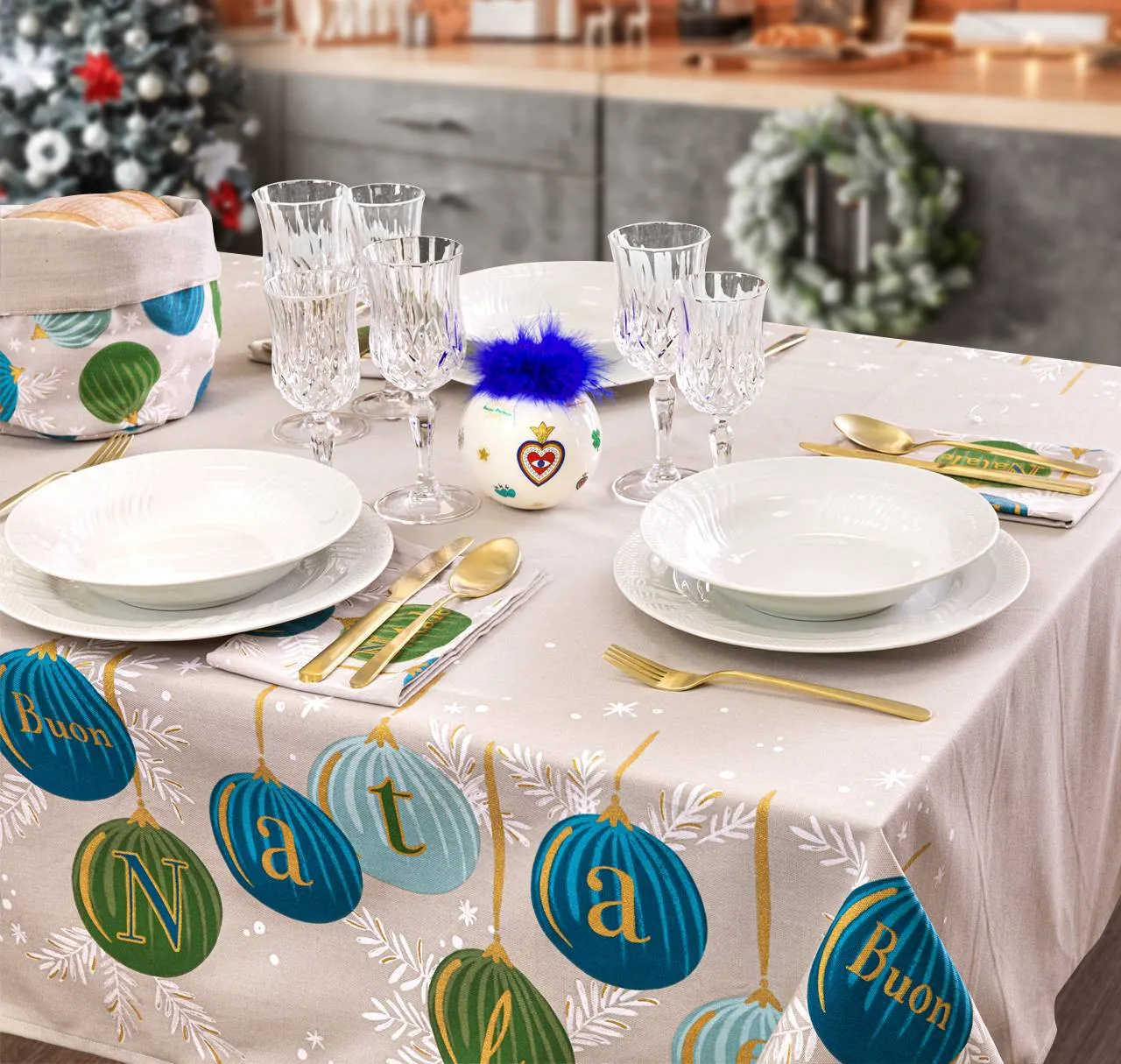 Grande Rettangolare Tavolo Rotondo Cover Panno Natale Festa Arredo Casa  Tovaglia